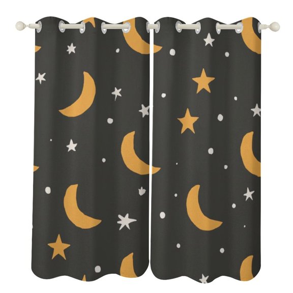 Crescent Moons And Stars Pattern Luxury Window Curtains Blinds for Living Room Kids Bedroom Bathroom Kicthen Door Home Decor 2 Panels