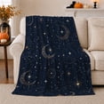thumbnail image 1 of Crescent Moons Constellations and Golden Stars, Mystical Celestial Night Pattern for Stargazers, Birthday Gift, Soft Flannel Blanket for Bedroom, Starry Home Decor, 1 of 9