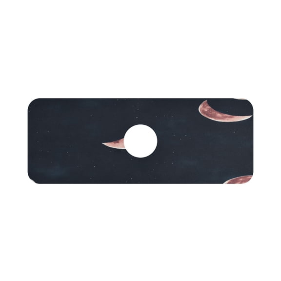 Crescent Moons Single Compact Faucet Drying Pad 14.7x5.4in Absorbent Mat for Small Sinks, Vanity Countertops