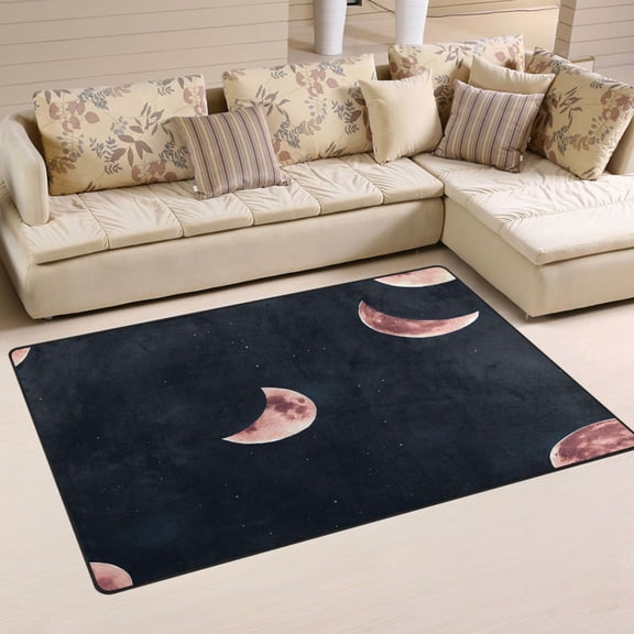 Crescent Moons Soft Polyester Area Rug 31''x20'', Non Slip, Memory Foam, Water Absorbent