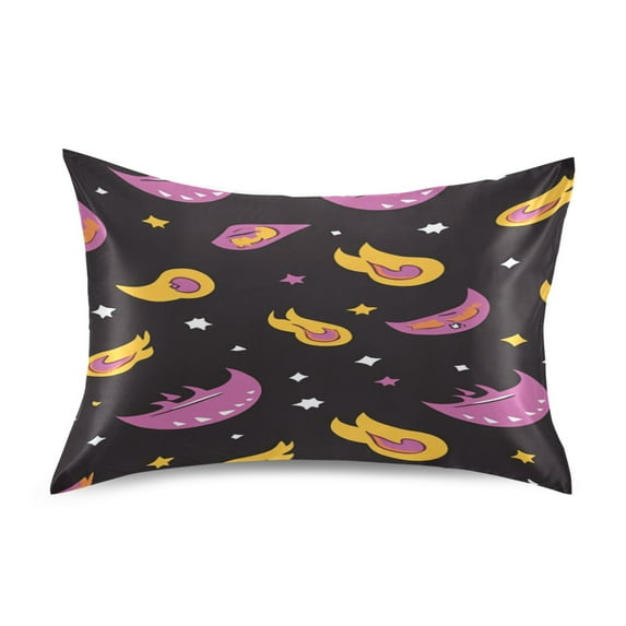 Crescent Moons Standard Size Satin Pillowcase 20''x26'' Double-Sided Print Soft Wrinkle Resistant