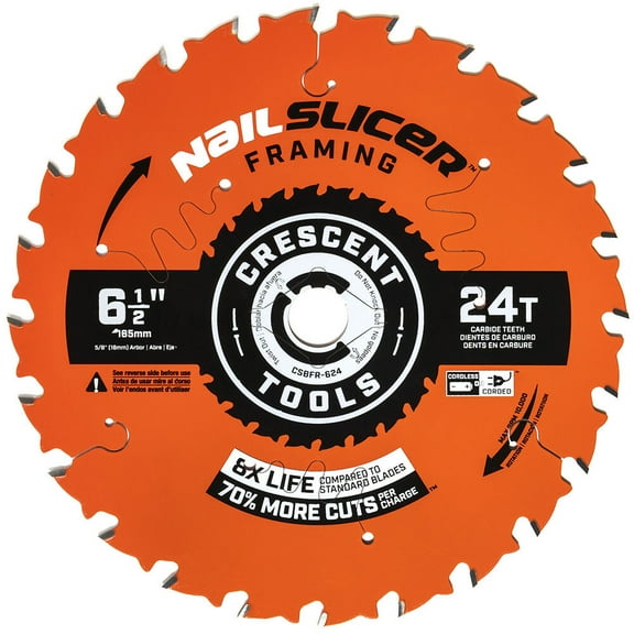 Crescent Nail Slicer Circular Saw Framing Blade 6 1/2In X 24T