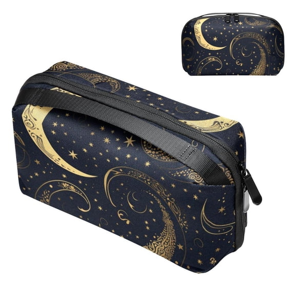 Crescent Oxford Fabric Waterproof Portable Hard Drive Bag and Case with Cord Storage and Travel Charger Organizer for Electronic Devices - 5.9x9.44x3.14 in