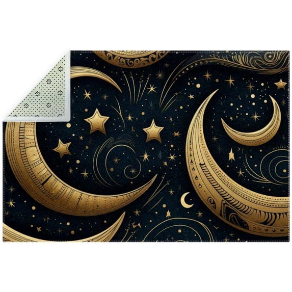 Crescent Polyester Right-Angle Floor Mat for Door Entryway - Durable Indoor Rug with Backing - Stylish Entrance Welcome Mat for Home and Office