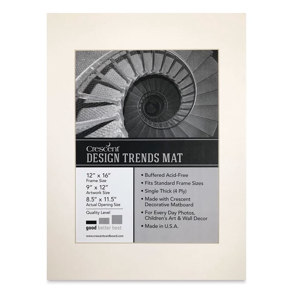Crescent Pre-Cut Mat - Arctic White, 12" x 16" (8-1/2" x 11-1/2" Opening)