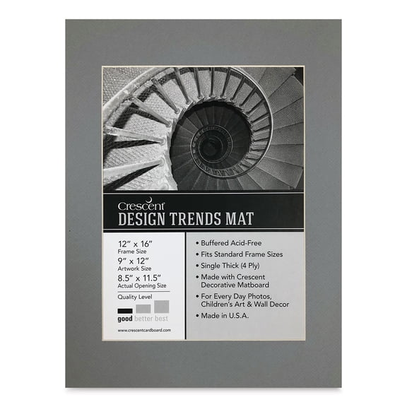 Crescent Pre-Cut Mat - Bar Harbor Gray, 12" x 16" (8-1/2" x 11-1/2" Opening)