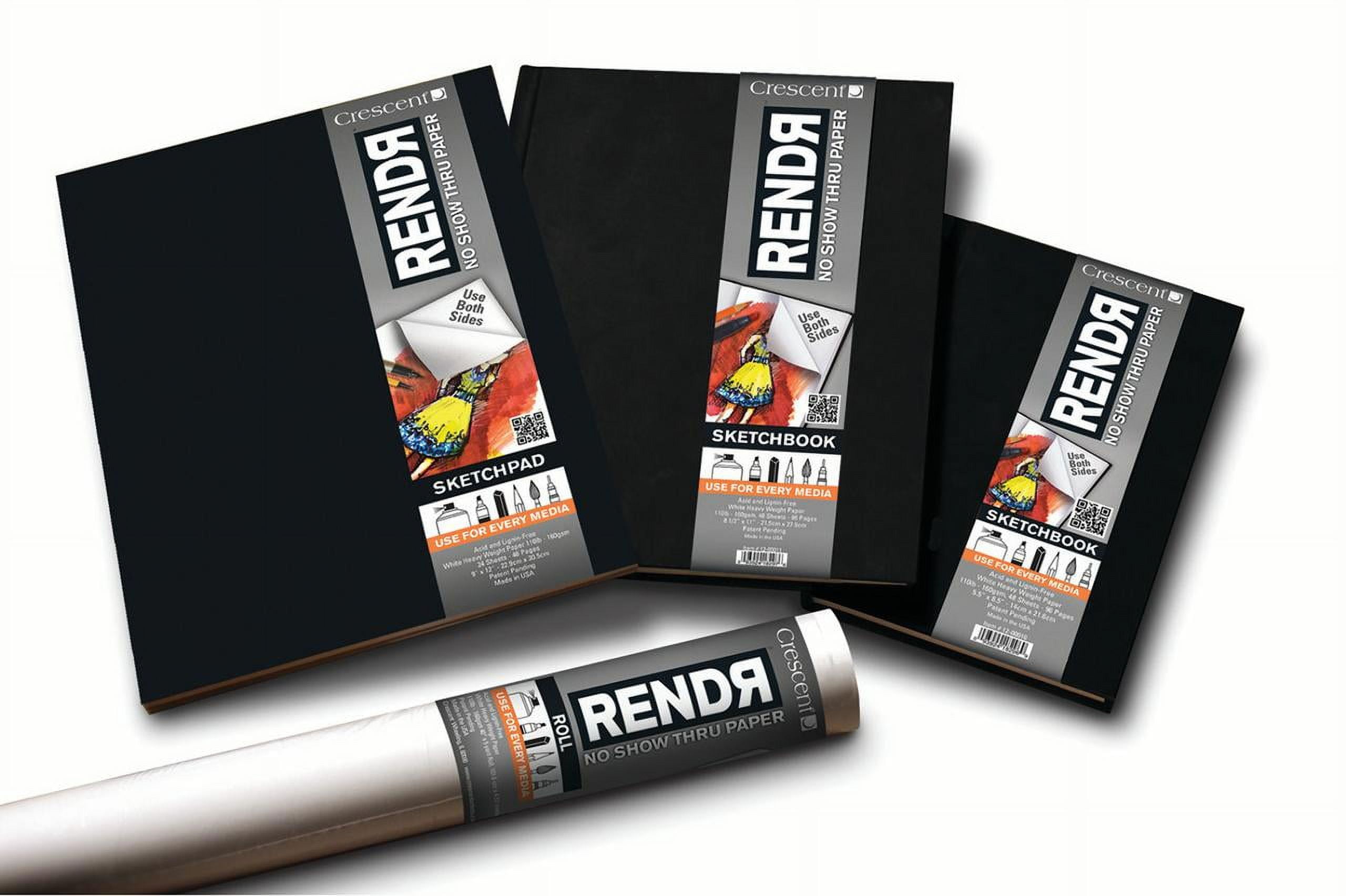 Crescent RENDR Hard-Cover Sketch Book, 5.5in x 8.5in 48/Sheets
