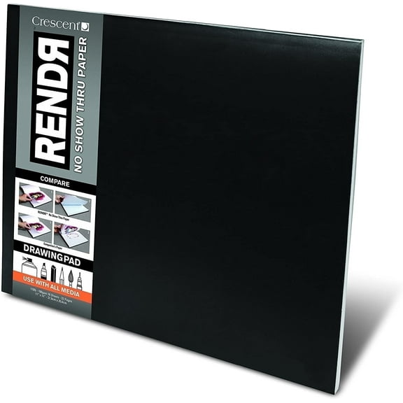 RENDR No Show Thru Sketch Pads for Drawing, Dual Sided Bleedproof, 11" x 14", Acid & Lignin Free, 80 Perforated pages, All Media, Heavy Weight 180 GSM