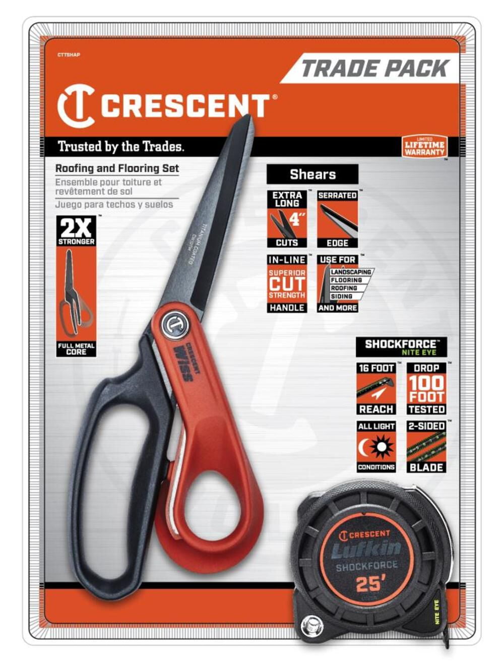 Crescent Shockforce 25 Ft Tape Measure And 10 In Titanium Coated Tradesman Shear