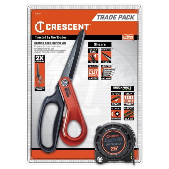 Crescent Shockforce 25 Ft Tape Measure And 10 In Titanium Coated Tradesman Shear