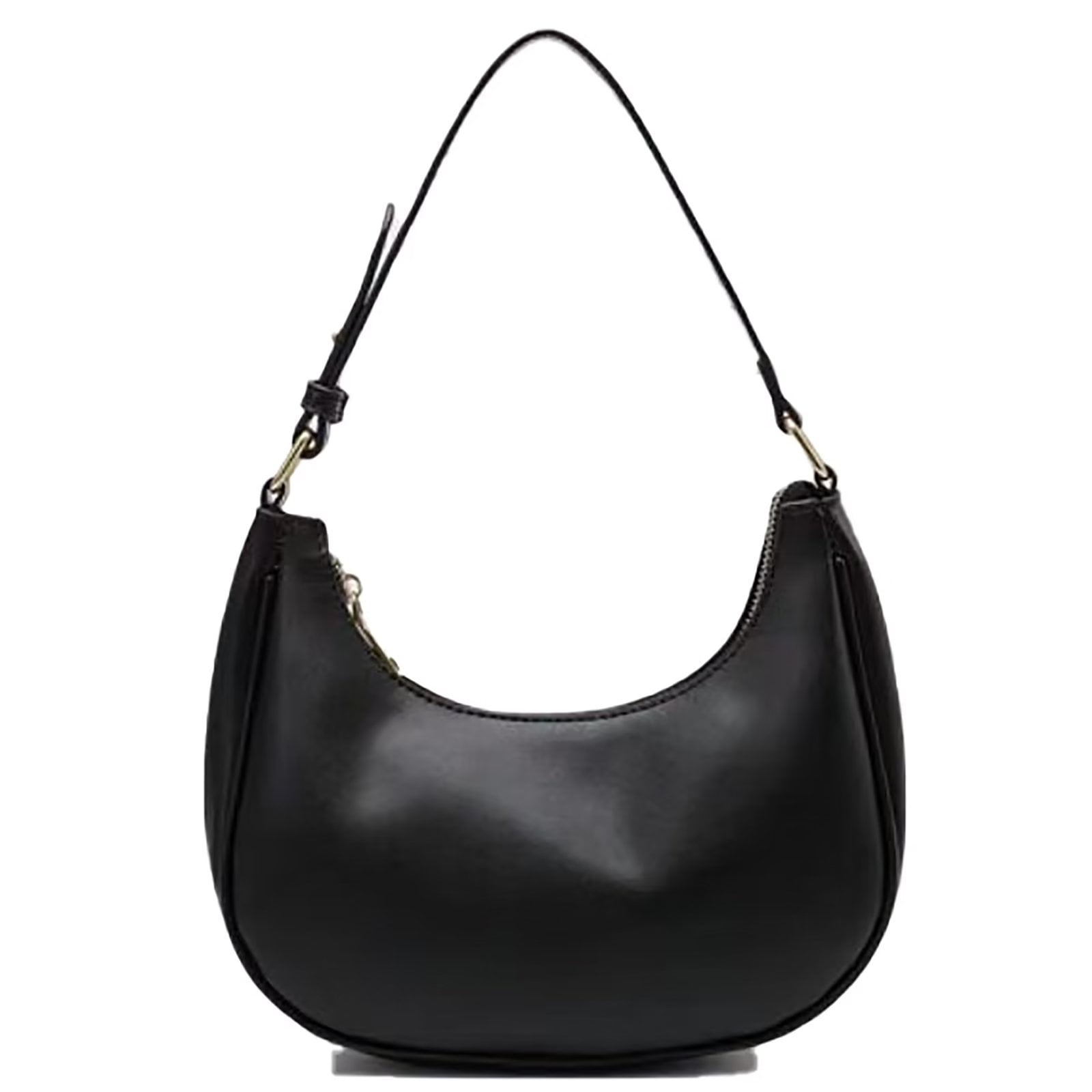 Crescent Shoulder Bag Cute Hobo Tote Handbag Mini Clutch Purse Zipper Closure Under the Arm Purse Black Walmart