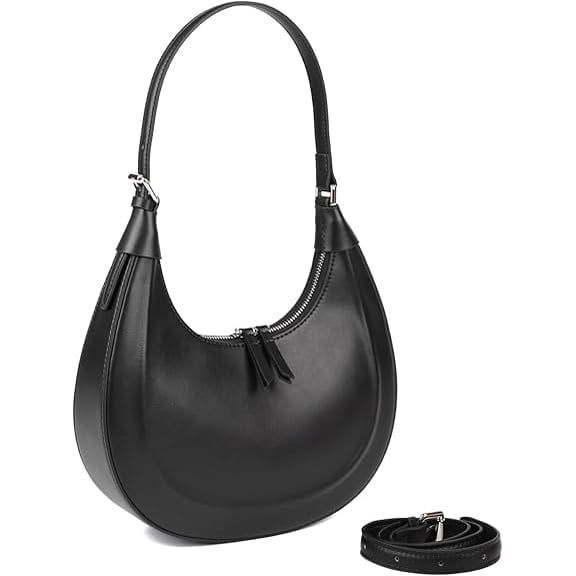Crescent Shoulder Bags for Women, Genuine Leather Crossbody Purses, Underarm Purses with a Adjustable Strap