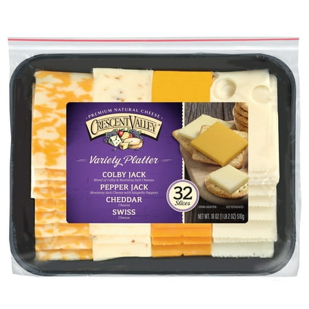 Crescent Valley Premium Natural Cheese Variety Platter, 18 Oz., 32 Count