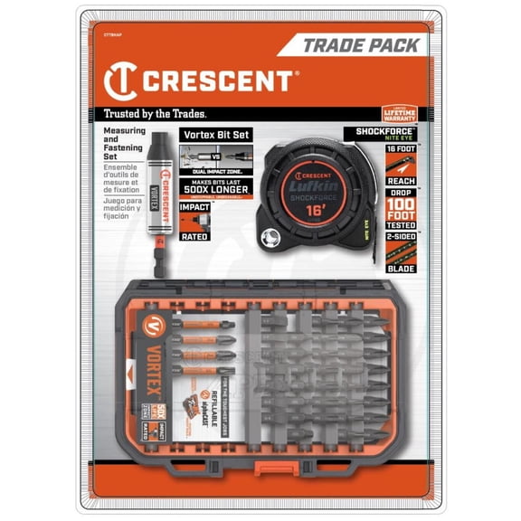 Crescent - Vortex Bit Set with Tape Measure Bh 41Pc, Shockforce Ne, Ap (CTTBHAP)