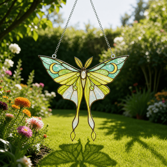Crescent Wing Moth Acrylic Suncatcher Window Hanging Gift for Mom or Garden Lover