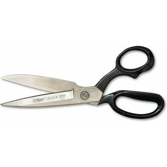 Crescent Wiss 10" Wide Blade Bent Handle Industrial Shears - Professional Heavy Duty Utility Scissors Tool for Sewing Fabric, Upholstery, Carpet & Drapery - W20W