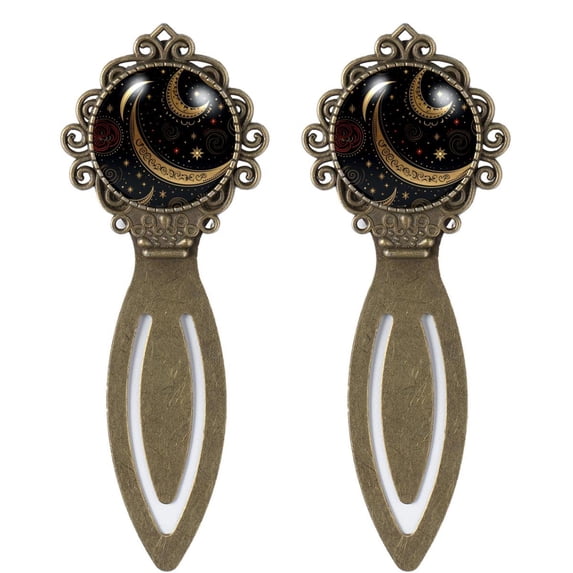 Crescent moon symbol Vintage Copper-Colored Lace Bookmarks: a Stainless Steel Reading Accessory Set -Book Markers for Book Lovers