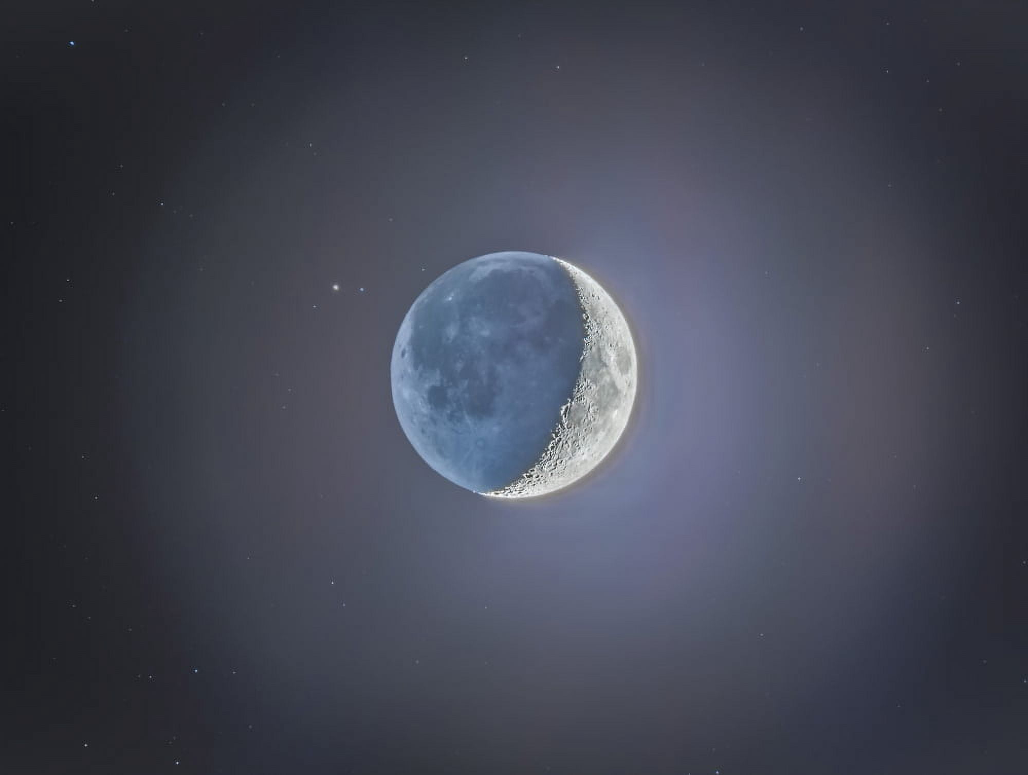 Crescent moon with earthshine Canvas Art - Alan DyerStocktrek Images (32 x 25)
