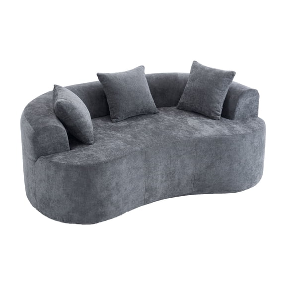 Crescent-shaped sofa, modern low-back design with deep, Gray / Foam