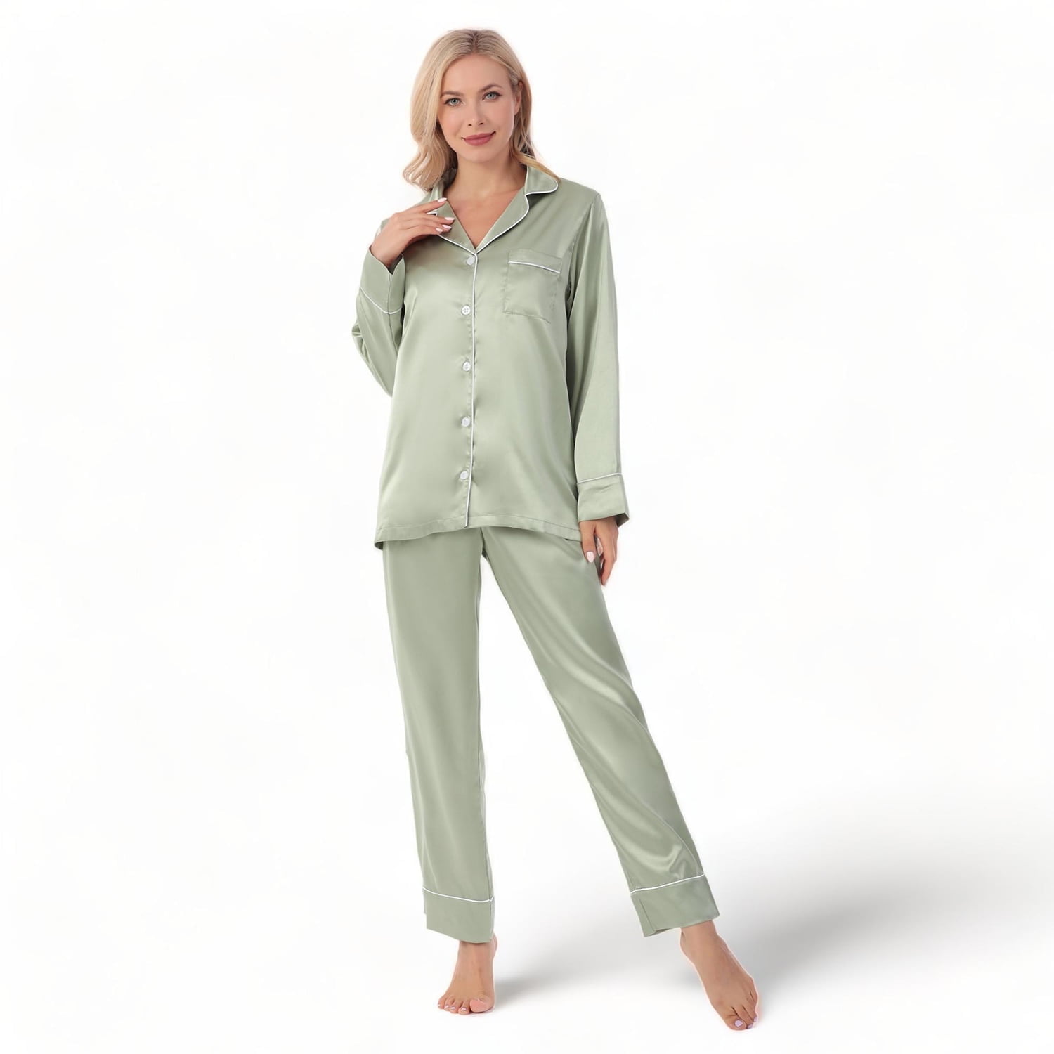 Crescentt Pearl Silk Satin Pajama Set Unparalleled Comfort