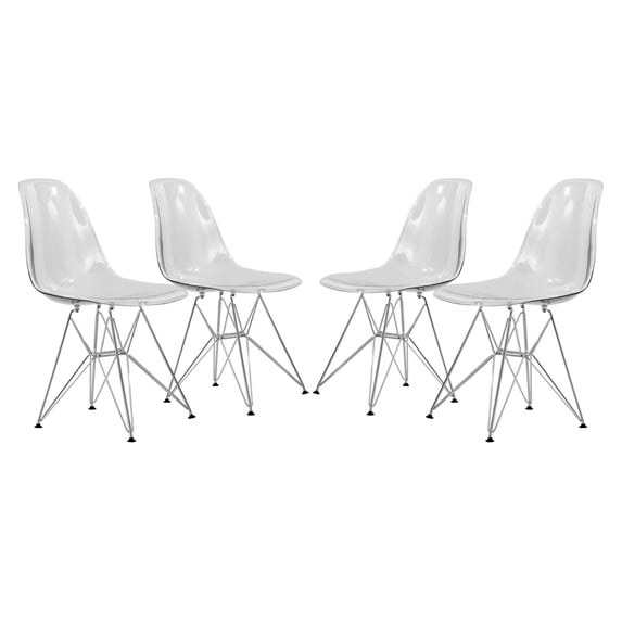 Cresco Molded Eiffel Side Chair, Set of 4 - Clear