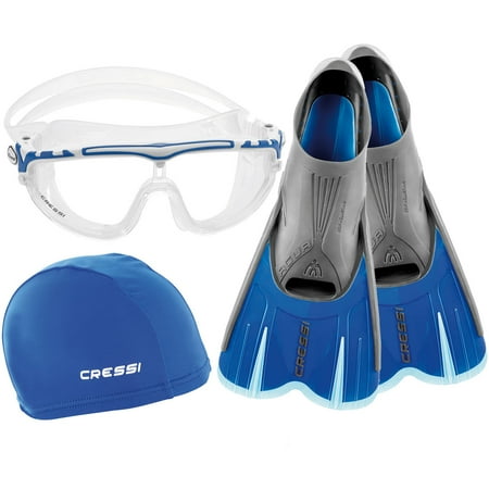 Cressi Agua/Skylight/Super Stretch Cap Swim Set, Blue