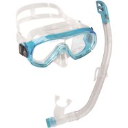 CRESSI Tinetto & Iguana Dry Blue Navy/Ice Cyan - Snorkelset voor Kinderen (Masker & Snorkel) voor Kinderen van 6 tot 10 Jaar Oud, Blauw Navy/cyaan ijs, Eén maat CRESSI Tinetto & Iguana Dry Blue Navy/Ice Cyan - Snorkelset voor Kinderen (Masker & Snorkel) voor Kinderen van 6 tot 10 Jaar Oud, Blauw Navy/cyaan ijs, Eén maat