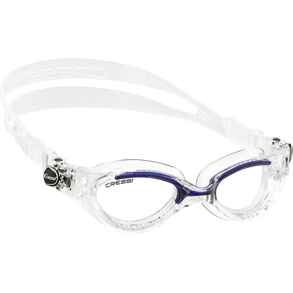Cressi Flash Compact Swim Goggles, Clear/Clear/Blue, Clear lens