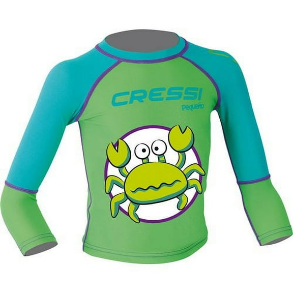 Cressi Green Pequeno Boys Kids UV UPF+50 Sun Protective Crab Rash Guard, XS