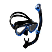 Cressi Adult Snorkeling Kit, Mask & Dry Snorkel, Black/Blue/Black