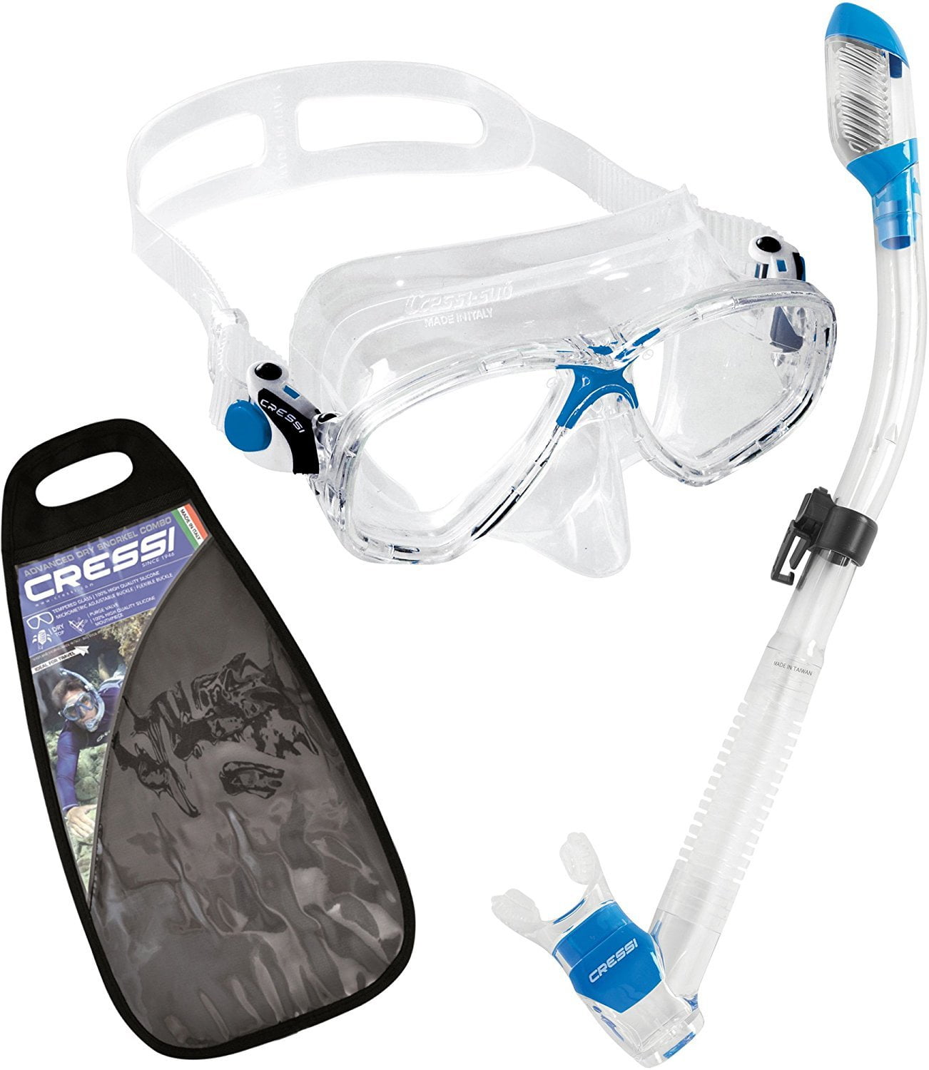 Cressi F-dual Mask And Supernova Dry Snorkel, Clear/blue : Target