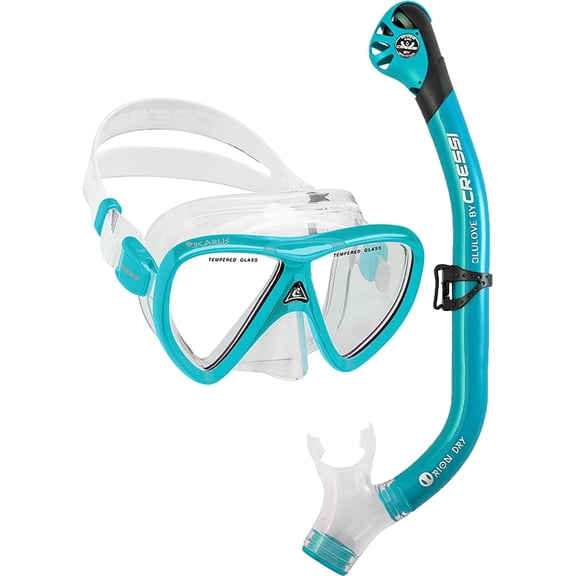 Cressi Ocean Combo Snorkeling Sets, Clear/Aquamarine