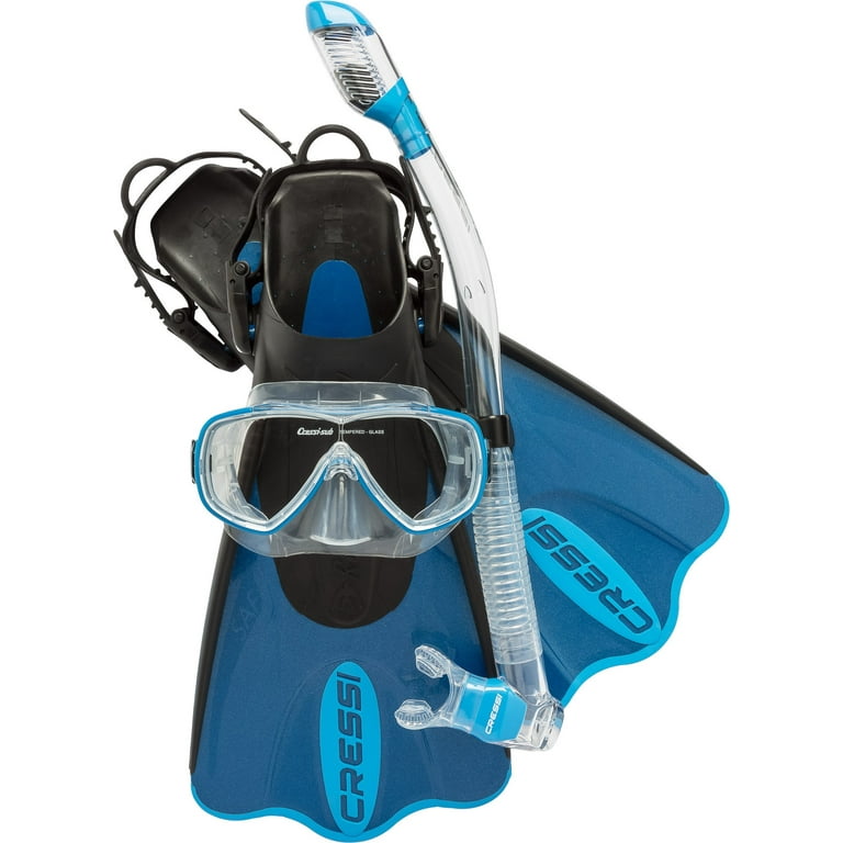 Cressi Palau SAF Set Mask Snorkel Fin Combo Blue 