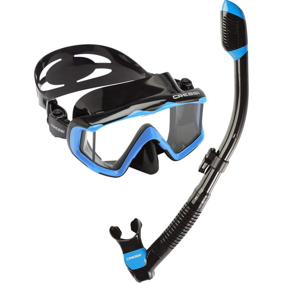 Cressi Pano 3 & Supernova Dry Mask & Snorkel Kits, Black/Blue - Walmart.com