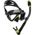 thumbnail image 1 of Cressi Panoramic Wide View 4 Panel Mask Dry Snorkel Set, Lime Green / Black Silicone, 1 of 4
