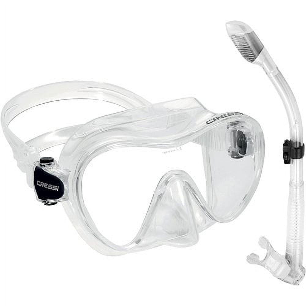 Cressi Scuba Diving Snorkeling Freediving Mask Snorkel Set, Clear
