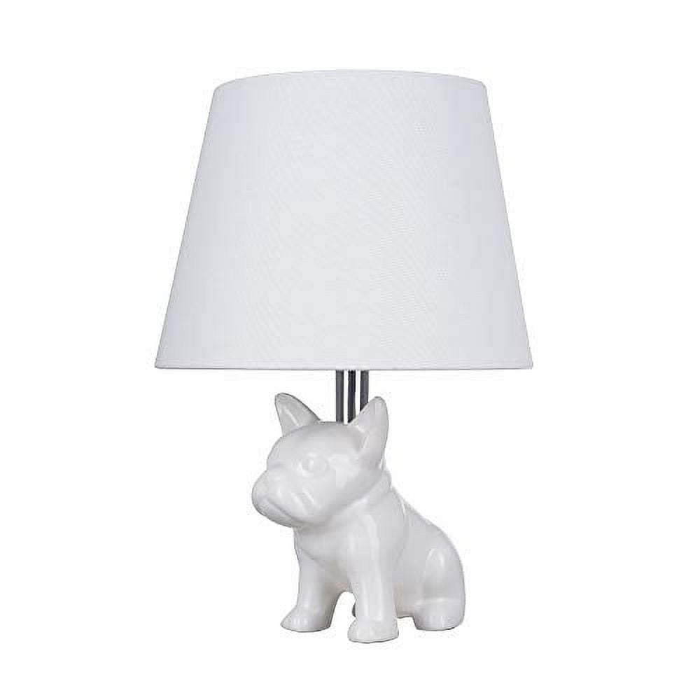 Catalina Cresswell Lighting French Bulldog Ceramic Table Lamp, White