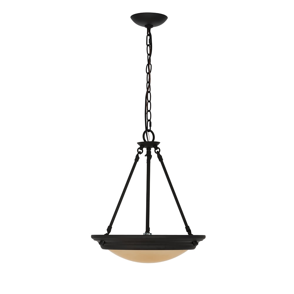 17.75" Bronze Metal Pendant Light with Clear Glass Shade