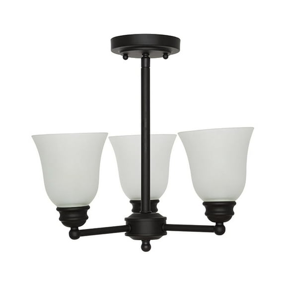 Cresswell Lighting 16" Dark Bronze 3 Light Semi-Flush Mount Chandelier, LED Bulbs Included