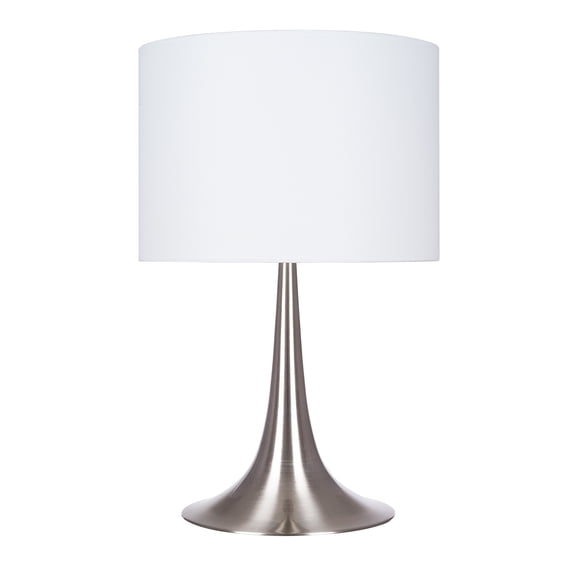 Cresswell Lighting 19" Modern Brushed Nickel Fluted Metal Base Table Lamp with White Shade