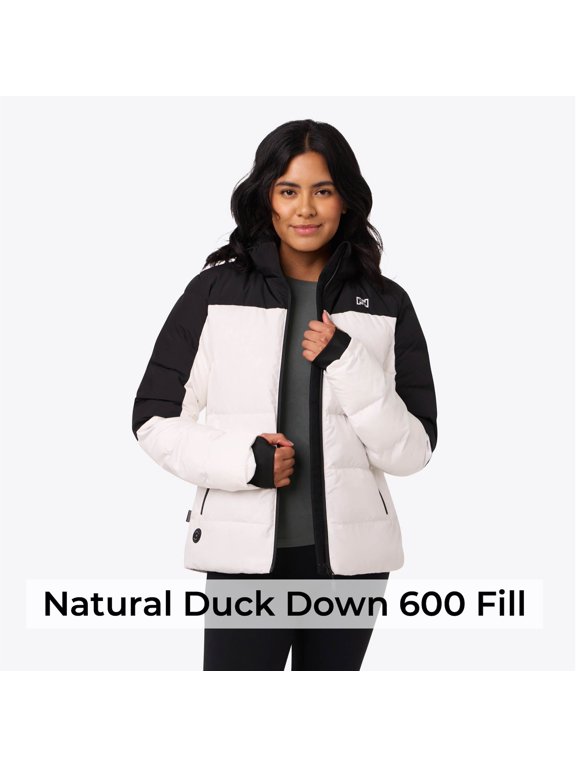 Crest 2.0 Heated Down Jacket for Women, 4 Heat Zones, Dual-Zone Control, 600-Fill Duck Down, Removable Hood