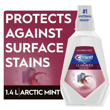 Crest 3D Glamorous White Alcohol Free Multi-Care Whitening Mouthwash, Arctic Mint, 1.4L (48 fl oz)
