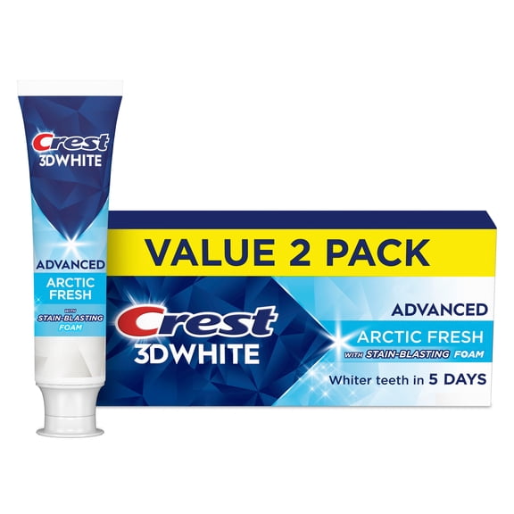 Crest Toothpaste, 3D White Adv Arctic Fresh Whitening Toothpaste, 3.3 oz, Pack of 2