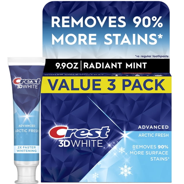 Crest 3D White Advanced Arctic Fresh Toothpaste, 3.3 oz, 3 Pack ...