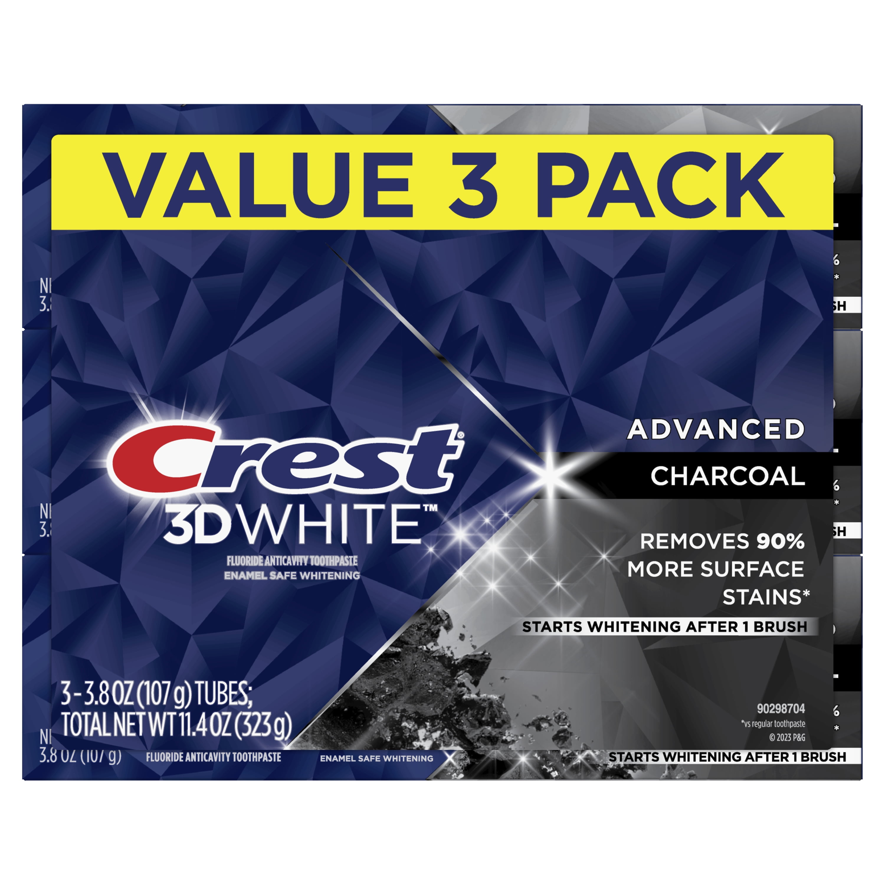 Crest 3D White Advanced Charcoal Toothpaste, 3.8 oz, 3 Count