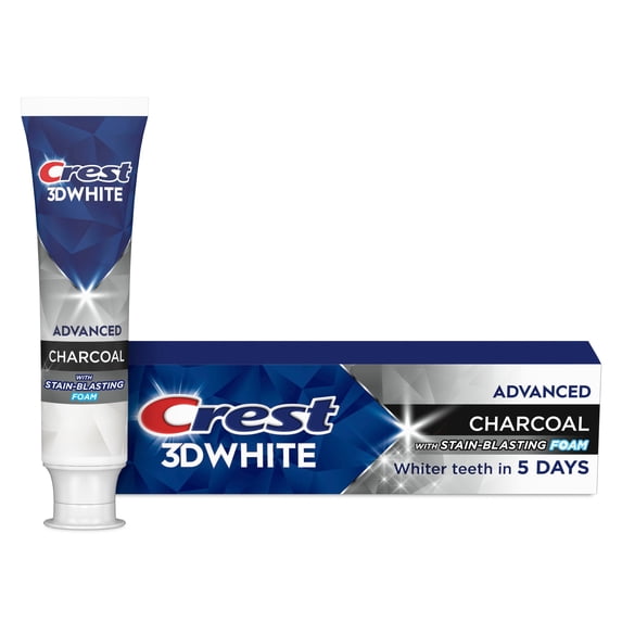 Crest Toothpaste, 3D White Advanced Charcoal Whitening Toothpaste, 3.3 oz
