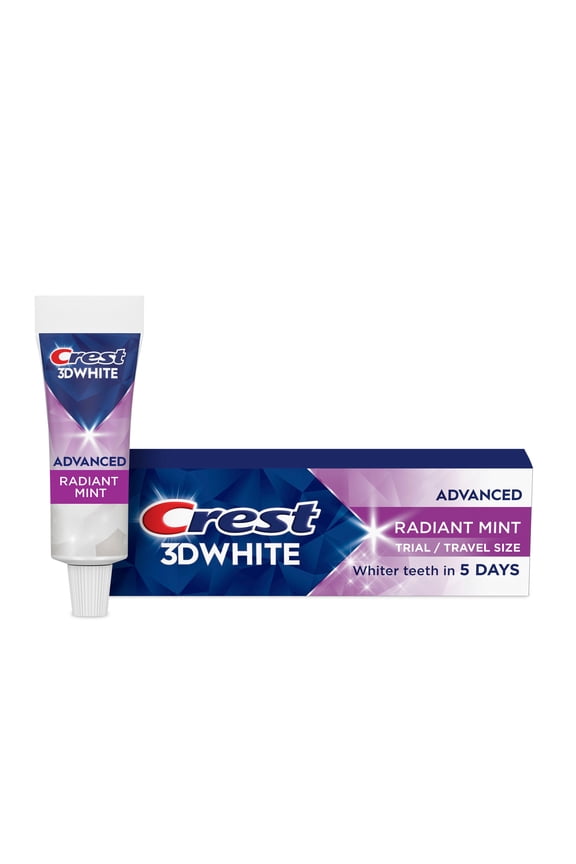 Toothpaste, 3D White Advanced Teeth Whitening Toothpaste, Radiant Mint, .85 oz Travel Size