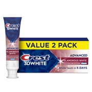 Crest Toothpaste, 3D White Advanced Glam White Whitening Toothpaste, 3.3 oz, Pack of 2