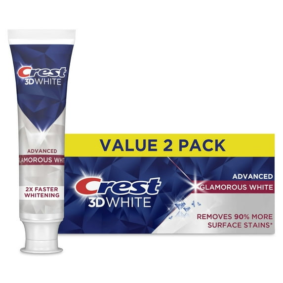 Crest 3D White Advanced Glam White Whitening Toothpaste, 3.3 oz, Pk of 2