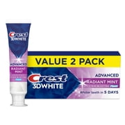 Crest Toothpaste, 3DWhite Advanced Whitening Toothpaste, Radiant Mint, 3.3 oz, 2 Pack